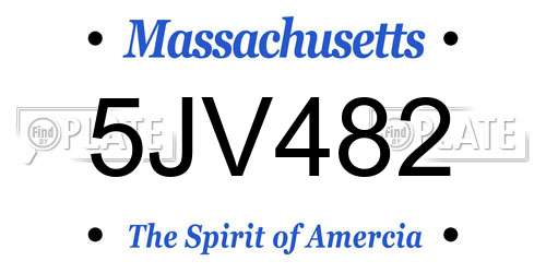 5JV482 Massachusetts License Plate