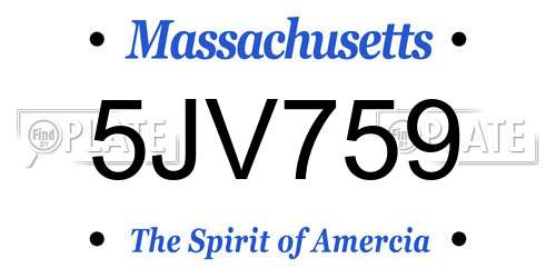 5JV759 Massachusetts License Plate