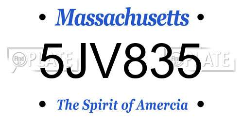 5JV835 Massachusetts License Plate