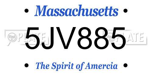 5JV885 Massachusetts License Plate