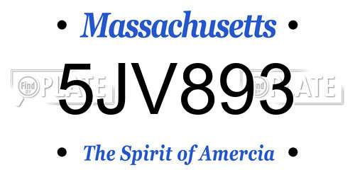 5JV893 Massachusetts License Plate