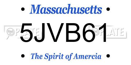 5JVB61 Massachusetts License Plate