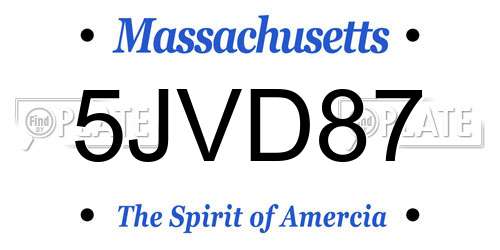 5JVD87 Massachusetts License Plate
