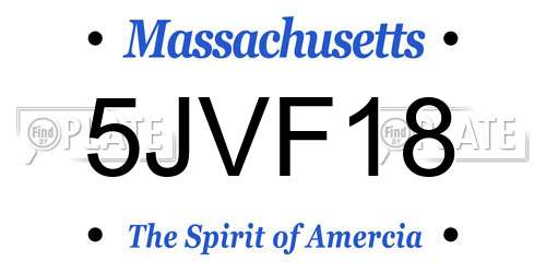 5JVF18 Massachusetts License Plate