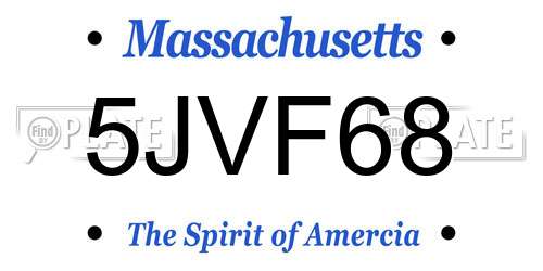 5JVF68 Massachusetts License Plate