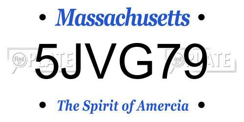 5JVG79 Massachusetts License Plate