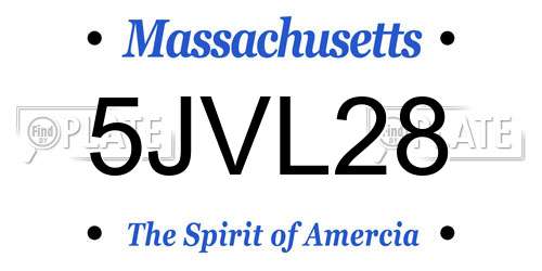 5JVL28 Massachusetts License Plate