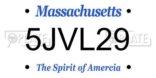 5JVL29 Massachusetts License Plate
