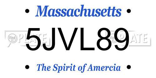 5JVL89 Massachusetts License Plate