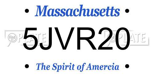 5JVR20 Massachusetts License Plate