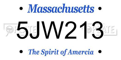 5JW213 Massachusetts License Plate