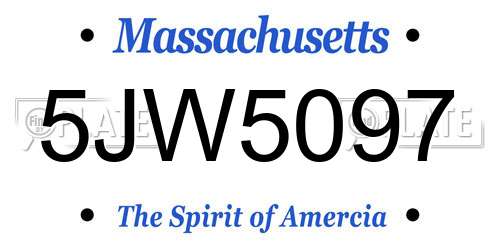 5JW5097 Massachusetts License Plate