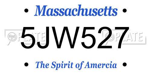 5JW527 Massachusetts License Plate