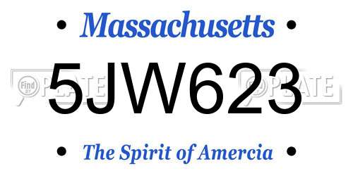 5JW623 Massachusetts License Plate