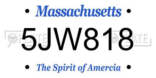 5JW818 Massachusetts License Plate