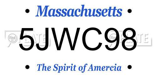 5JWC98 Massachusetts License Plate