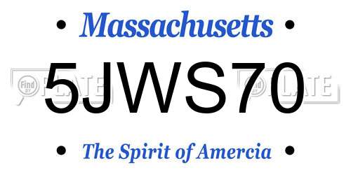 5JWS70 Massachusetts License Plate