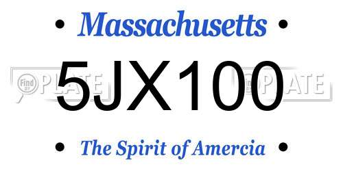 5JX100 Massachusetts License Plate