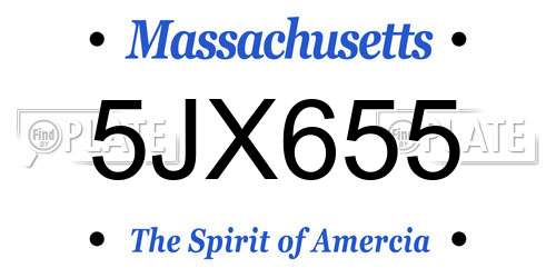 5JX655 Massachusetts License Plate