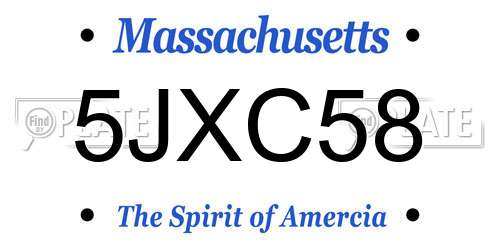 5JXC58 Massachusetts License Plate