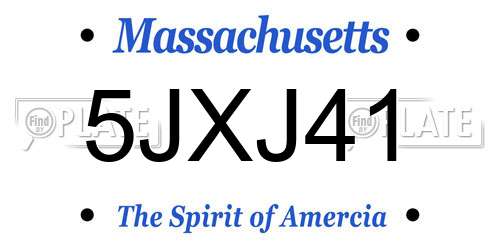 5JXJ41 Massachusetts License Plate