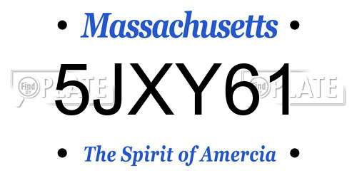 5JXY61 Massachusetts License Plate