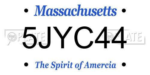 5JYC44 Massachusetts License Plate