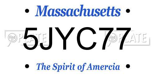 5JYC77 Massachusetts License Plate