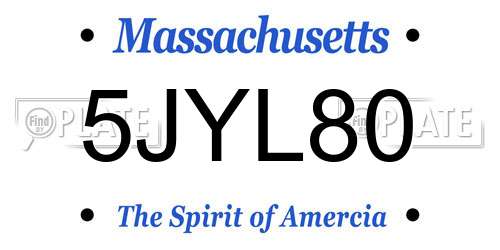 5JYL80 Massachusetts License Plate