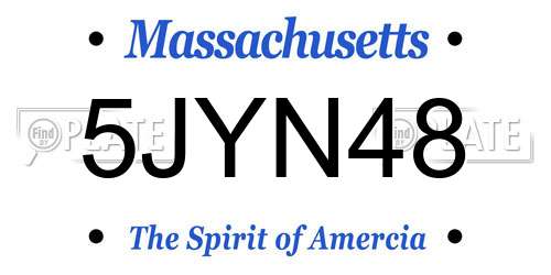 5JYN48 Massachusetts License Plate