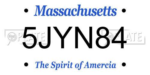 5JYN84 Massachusetts License Plate