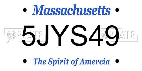 5JYS49 Massachusetts License Plate