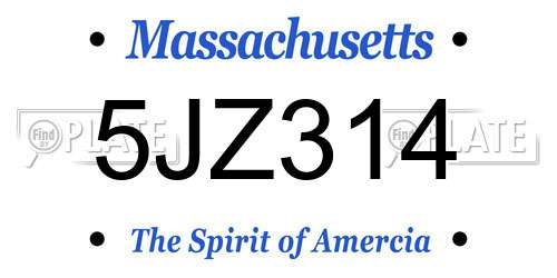5JZ314 Massachusetts License Plate