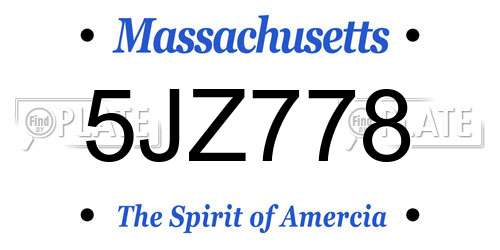 5JZ778 Massachusetts License Plate