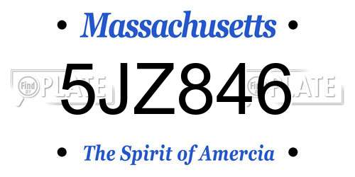 5JZ846 Massachusetts License Plate