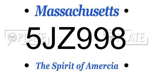 5JZ998 Massachusetts License Plate