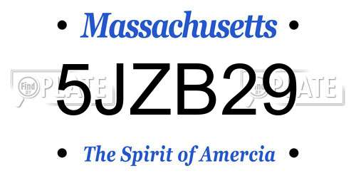 5JZB29 Massachusetts License Plate