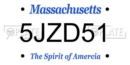 5JZD51 Massachusetts License Plate