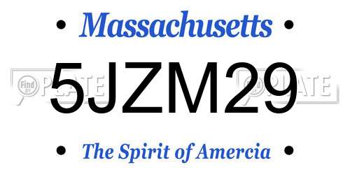 5JZM29 Massachusetts License Plate