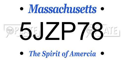 5JZP78 Massachusetts License Plate