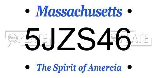 5JZS46 Massachusetts License Plate