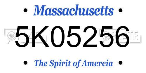 5K05256 Massachusetts License Plate