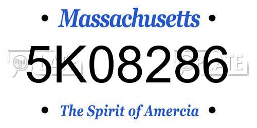 5K08286 Massachusetts License Plate