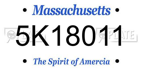 5K18011 Massachusetts License Plate