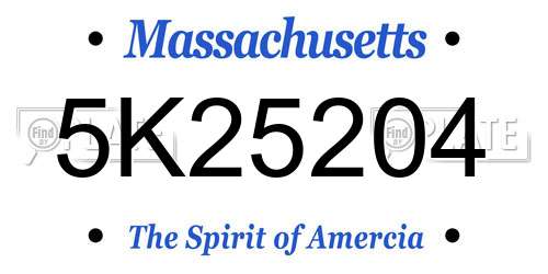 5K25204 Massachusetts License Plate