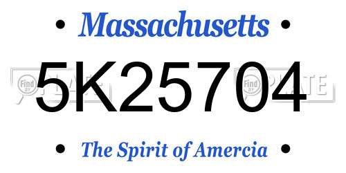 5K25704 Massachusetts License Plate