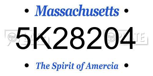 5K28204 Massachusetts License Plate