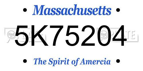 5K75204 Massachusetts License Plate