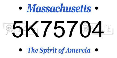 5K75704 Massachusetts License Plate