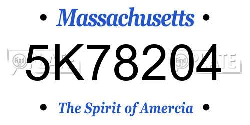5K78204 Massachusetts License Plate